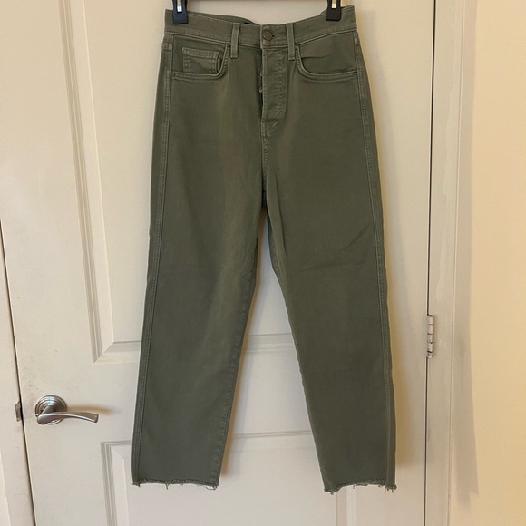 Veronica Beard Blake High Waist Straight Leg Crop Green Jeans 27 - Picture 2 of 5